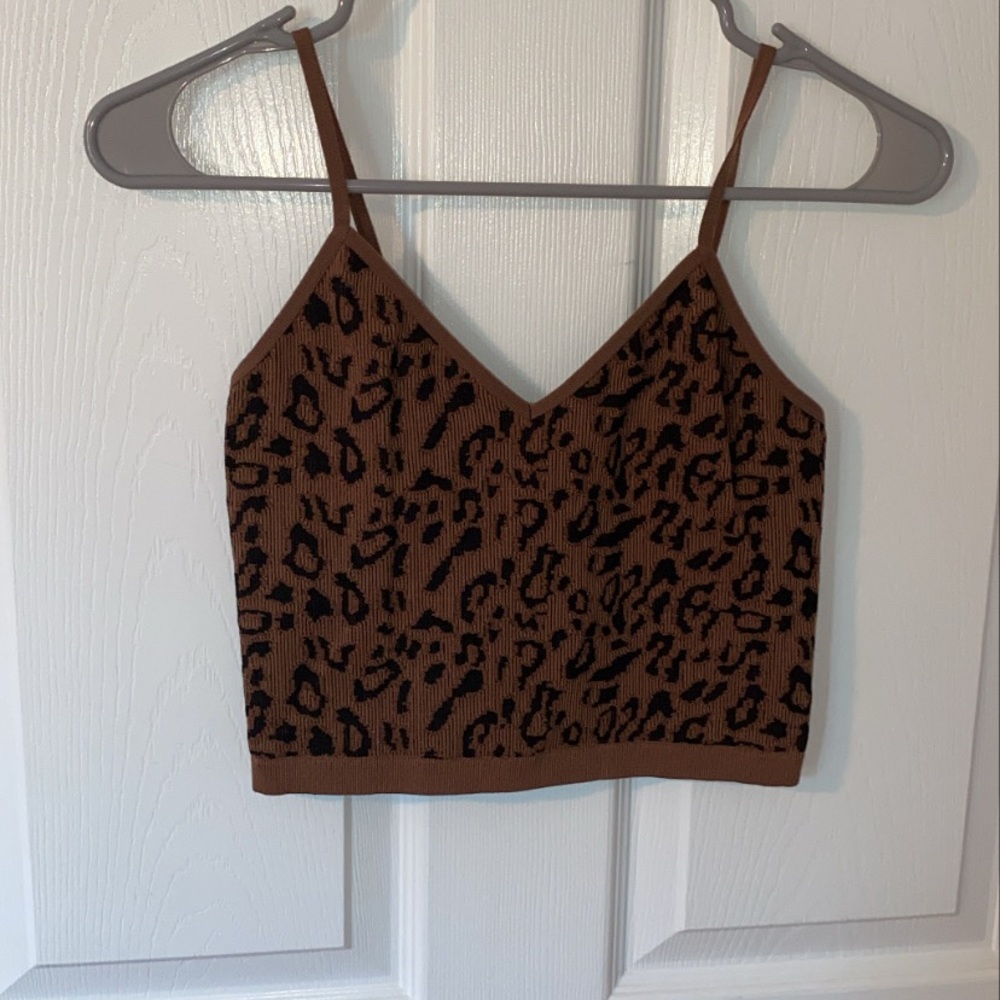 Cheetah print crop top. Size large.